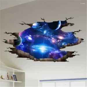 Muurstickers Creatieve 3D Donkerblauw Galaxy Planeet Vloer/muur Woonkamer Decoratie Decals Home Decor Landschap Gebroken Sticker