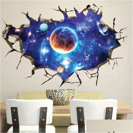 Pegatinas de pared Creative 3D Fantasy Sky Sala de estar TV Fondo de pantalla Fondo Pintura decorativa PVC Drop Entrega Home Garden Otojc