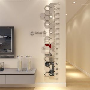 Muurstickers creatief 3D sticker home decor woonkamer spiegel voor hoogte meet kunst poster muurschildering1