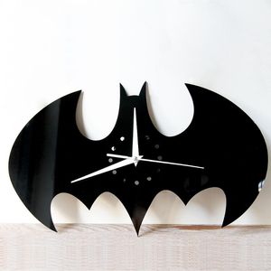 Muurstickers Creatieve Bat Acryl Klok Fancy Decoratief horloge voor Woonkamer Spiegel Effect Sticker Silent Beweging Naald Horologe