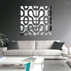 Stickers muraux Creative Losange Acrylique 3D Salon TV Toile de Fond DIY Art Décor Entrée Miroir Maison