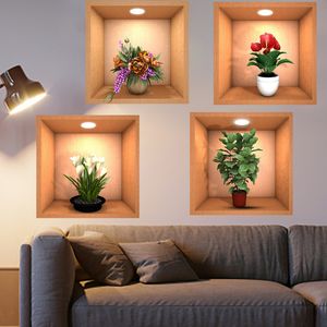 Muurstickers creatieve simulatie bloemen groen planten potten 3d woonkamer studie kantoor waterdichte decoratief huis 230422