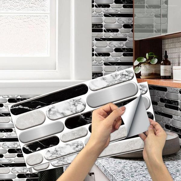 Pegatinas de pared azulejo creativo autoadhesivo PVC 3D pegatina cocina baño Veranda inodoro impermeable decoración del hogar Peel Stick Art Backsplash