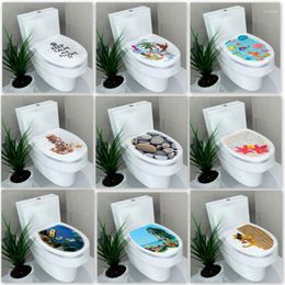 Muurstickers creatieve toilet deksel sticker commode stoel cover cartoon planten en dieren landschap woning decor badkamer accessoires