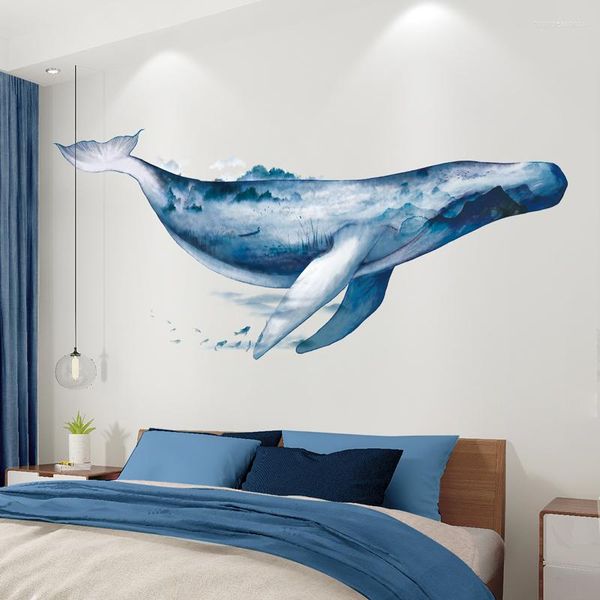 Stickers muraux créatif baleine chambre salon décoration papier peint auto-adhésif affiche 3D adolescent décor Pegatinas De Pared