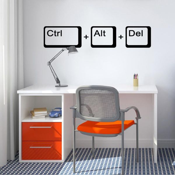 Pegatinas de pared Ctrl Alt Del Computer Geek Science, calcomanía para escuela, habitación de niños, portátil, pegatina con cita inspiradora, decoración LW317