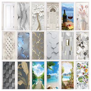 Stickers muraux Taille Personnalisée 3D Géométrique Porte Auto-Adhésif Étanche Moderne Mode Paysage Maison Chambre Wrap Murale Couverture Papier Peint 230717