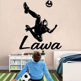 Stickers Muraux Personnalisable Nom Personnalisé Joueur De Football Applique Garçon Enfant Ados Chambre Décor À La Maison Papier Peint Art Mural DZ37Wall StickersWall