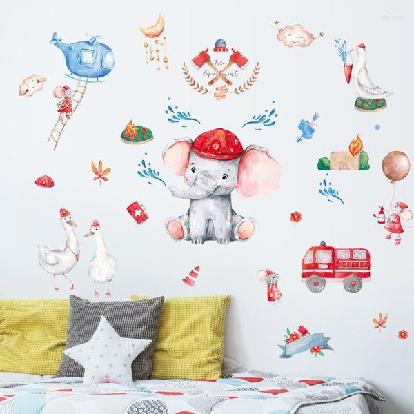 Pegatinas de pared, papel tapiz de dibujos animados de animales bonitos, película autoadhesiva para sala de estar y dormitorio, calcomanías impermeables para decoración de niños