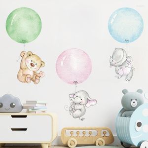 Stickers muraux mignon dessin animé pour enfants chambres d'enfants filles bébé chambre chambre décoration ours éléphant ballon pépinière papier peint