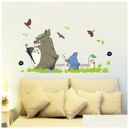 Adesivi murali Cute Cartoon Totoro Casa Soggiorno Impermeabile Decalcomanie rimovibili Bambini Nursery Decorazione Carta da parati 201201 Drop Del Dhobn