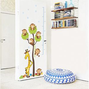 Autocollants muraux mignon singe girafe arbre tableau de croissance pour chambre d'enfants décoration de la maison bricolage dessin animé Safari Mural Art Animal décalcomanie