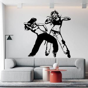 Muurstickers dansen hiphop sexy paar dansers dansen tienermeisjes kamer deur decoratieve stickers unieke geschenken voor kinderen w2