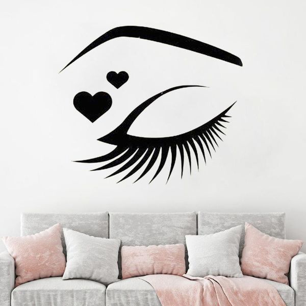 Stickers muraux décalcomanie cils autocollant sourcils cils Salon de beauté personnalisé décoration de la maison accessoires HY50Wall StickersWall