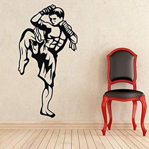 Autocollants muraux Kickboxing Muay Thai Sports, décoration intérieure de la maison, peintures murales amovibles, décor artistique B074