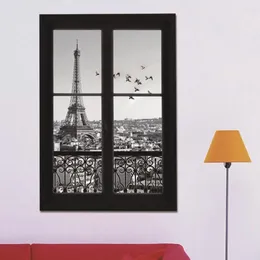 Autocollants muraux 3D pour fenêtre, tour Eiffel, ville de Paris, décor artistique amovible, fresque pour chambre d'enfant