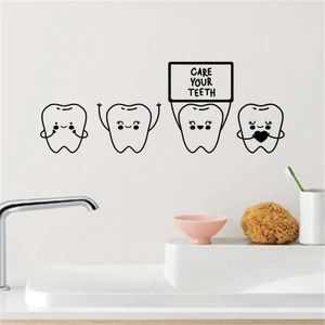 Stickers muraux Stickers Dessin Animé Enfants Dentisterie Dents Citations Soins Votre Clinique Dentaire Peintures Murales Art Décoration HJ0635