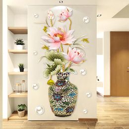 Muurstickers decoratieve Chinese stijl vintage vase sticker lotus bloem vis decoratie kunst verwijderbare woonkamer achtergrond huisdecor 230822