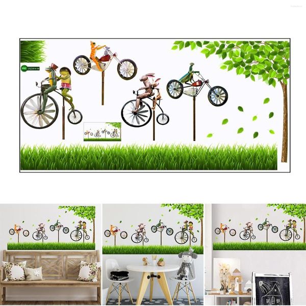 Pegatinas de pared Etiqueta decorativa Vintage Bicicleta Metal Wind Spinner Papel Dibujos animados Temático Calcomanía impermeable para la habitación del hogar SASW666