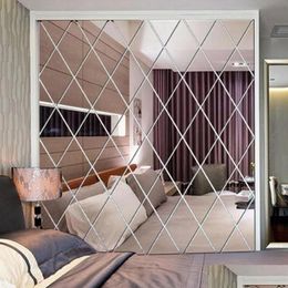 Autocollants muraux motif diamant autocollant d￩coration salon 3D miroir d￩coration maison artisanat bricolage accessoire y200102 wyk ot2zr