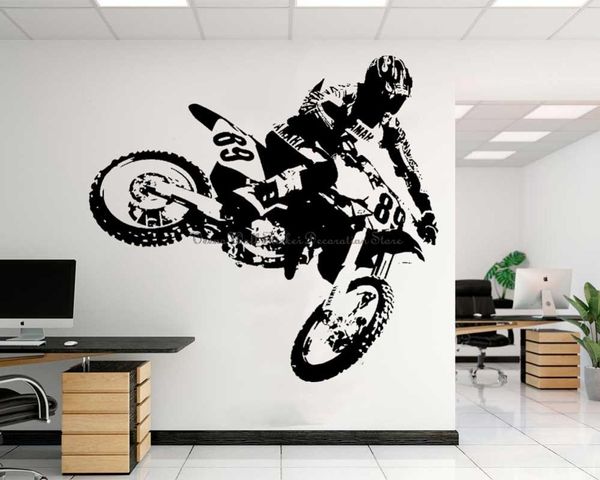 Pegatinas de pared Dirty Motocross Racer Speed Street Racing motocicleta regalo pegatina puerta del dormitorio Oficina decoración infantil