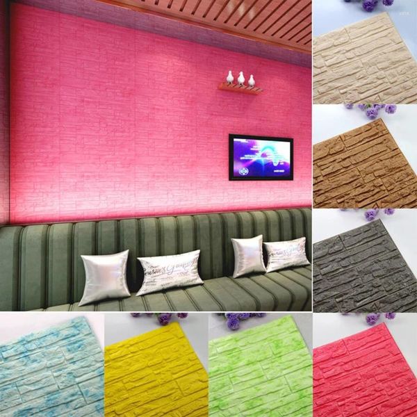 Pegatinas de pared Diy 3d ladrillo Pe espuma papel tapiz paneles habitación calcomanía piedra decoración en relieve Mural decoración del hogar decoraciones 71