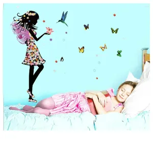 Autocollants muraux bricolage fille oiseau Arts beau papillon elfe autocollant pour chambres d'enfants décor à la maison décalcomanie bébé chambre décorative