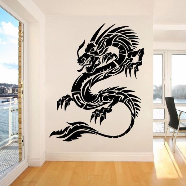 Stickers muraux Dragon Totem Autocollant Bonne Fortune Iental Symbole Salon Décor Amovible Décoration Murale Y252