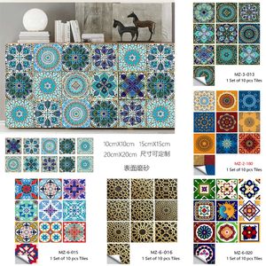 Stickers muraux Rêve Bleu Mandala Style Mat Surface Autocollant Antidérapant Carrelage Décoration Film Pour Sol dans Cuisine Salle De Bain Art Mural 231211