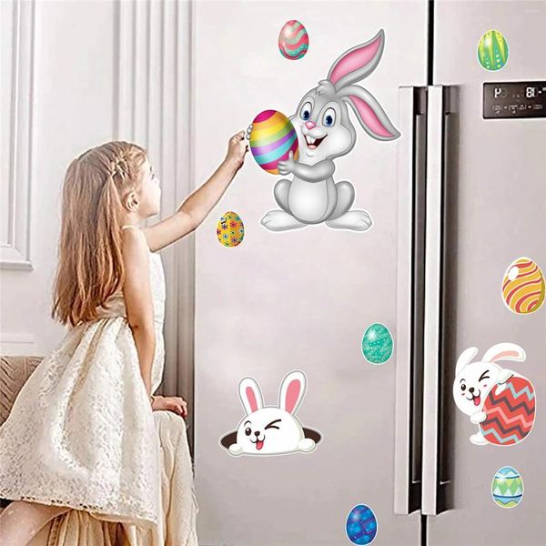 Pegatinas de pared Pascua EG G Refrigerador magnético Pegatina Holidación Decoración de dibujos animados extraíbles para la decoración de la ventana Fondo de pantalla