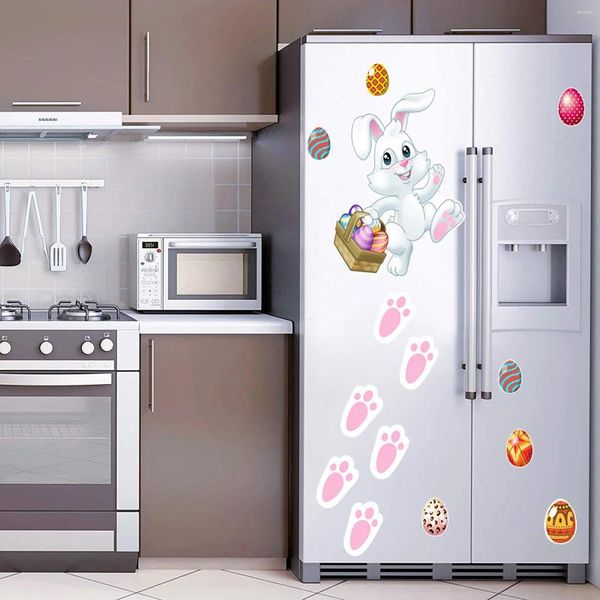 Autocollants muraux Pâques par exemple le réfrigérateur magnétique autocollant décoration de caricature de vacances Affiches à la maison Films décoratifs