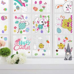 Muurstickers Easter Window PVC Decals Badkamer Glazen sticker 2023 Gelukkig feestdecoratie Home Living Room Decor