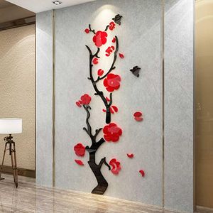 Muurstickers elegante bloemen sticker 3d acryl decals muurschilderingen portiek woonkamer home decor kunst DIY wallstickers poster kwaliteit behang