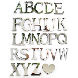 Stickers muraux Lettres anglaises miroir acrylique 3D bricolage stickers muraux maison personnalité moderne autocollant maison personnalisation de lettre innovante 231211