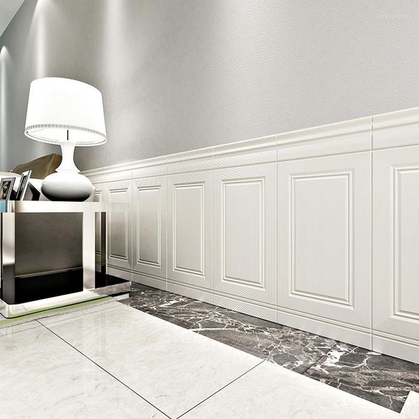 Pegatinas de pared estilo europeo papel tapiz de espuma falda impermeable autoadhesivo pegatina de renovación Panel blanco 3D 70x90cm