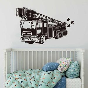 Muurstickers brandweerwagen brandweerman sticker speelkamer slaapkamer brandweergreep hydrant auto voertuig sticker woonkamer vinylwall