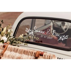 Muurstickers bloemen aangepaste naam datum auto sticker kunst design bloem gepersonaliseerde bruiloft decoratie bruid bruidegom namen ly1657wall wallwall