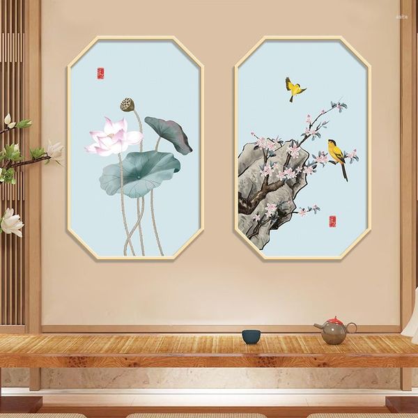 Autocollants muraux fleur oiseau autocollant Vintage décor à la maison chambre salon toile de fond décalcomanie esthétique bureau Mural