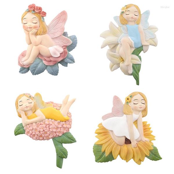 Pegatinas de pared Hada de las flores Lovely On-off Switch Sticker Resin 3D Outlet Cover Cartoon Room Decor