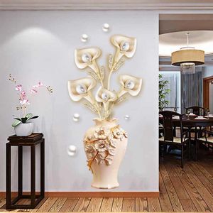Pegatinas de pared florero estético decoración del hogar papel tapiz extraíble sala de estar arte moderno Mural dormitorio decoración creativa 230822