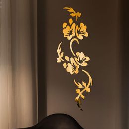 Muurstickers bloemen 3d stereo acryl spiegel sticker slaapkamer woonkamer veranda decoratieve behang woondecoratie