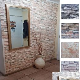 Pegatinas de pared Espuma 3D Paneles de papel tapiz autoadhesivos Decoración para el hogar Sala de estar Dormitorio Decoración de la casa Baño Ladrillo Etiqueta Gota del Dhnjv