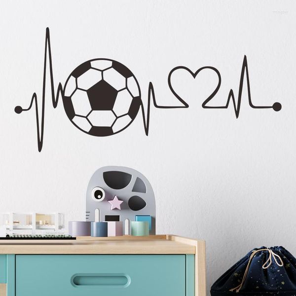 Pegatinas de pared líneas de cardiograma de fútbol para calcomanías de niño sala de estar dormitorio hogar decorativo Peel And Stick