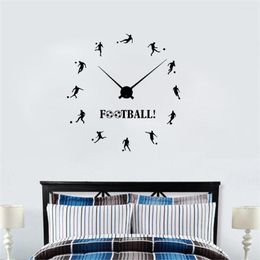 Autocollants muraux horloge de Football filles garçons enfants chambre parure dessin animé Football sport décalcomanies décoration de la maison