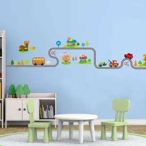 Wandstickers voor binnen, kinderkamer, woon- en kleuterschoolbehuizing, decoratieonderdelen, treinbaansticker