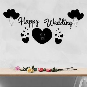 Autocollants muraux pleins de coeur Happy Wedding Sticker Decal Home Bedroom Art Decoration A006824wall