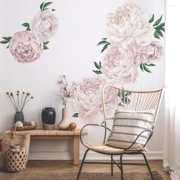 Funlife – grandes fleurs roses claires, autocollants muraux, décoration auto-adhésive, aménagement de chambre à coucher et de salon