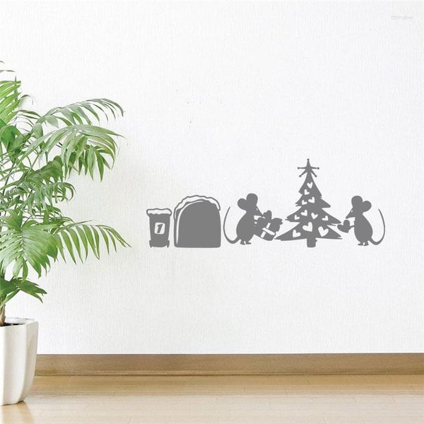 Pegatinas de pared con agujero para ratón divertido para cocina, decoración de zócalo para dormitorio, calcomanías para el hogar, arte de animales de rata de dibujos animados DW6179