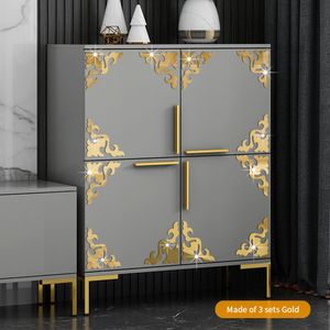 Wall Stickers Furniture Decoration Mirror Sticker 3D Wallsticker Acrylic Selfadhesive Gold Sliver Cabinet Corner Decor 230520