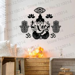 Stickers Muraux Ganesha Hamsa Main Fleur De Lotus Om Decal Décor À La Maison Art Autocollant Chambre Chambre Teen Yoga Méditer Zen PW540